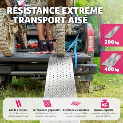 Rampes d'accès pliables Capacité de poids 400 kg, 200 kg par rampe