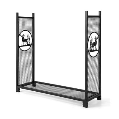 Range Bûches Chauffage Cheminée avec Pieds Surélevés et Motif, support à bois de chauffage pour Intérieure et Extérieure