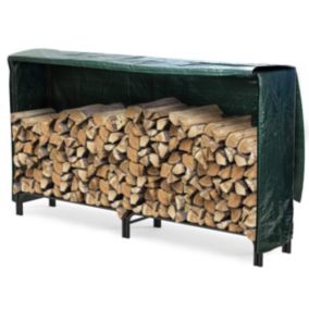 Range Bûches Extérieur 2 M de Largeur Abri Bois de Chauffage avec Couverture