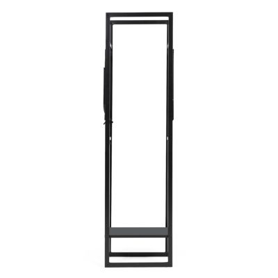 Range bûches vertical acier noir avec étagère et accessoires H. 170 CM pour cheminée