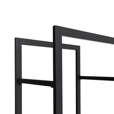 Range bûches vertical acier noir avec étagère et accessoires H. 170 CM pour cheminée