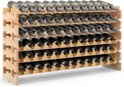 Casier à Bouteilles En Bois Massif De Récupération 55x23x85 Cm - Neuf