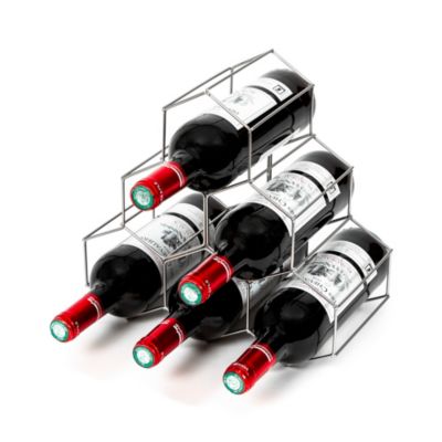 Range-bouteilles métal argent, 6 compartiments