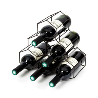 Range-bouteilles métal noir, 6 compartiments