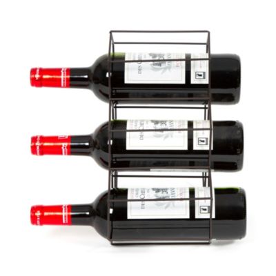 Casier à vin pour 6 bouteilles / porte-serviettes métallique mural 80 cm Noir 96238 / 96243 pour