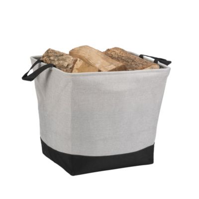 Range bûches et granulés en polyester gris et noir L.43 x l.40 x H.40 cm, Dixneuf Belagio