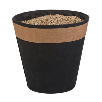 Range bûches et granulés noir et cannage camel Ø45 x H.44 cm, Dixneuf Santana