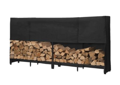 Range bûches extérieur en acier noir l.240 pour 200 bûches de 33 cm, Dixneuf Stoker