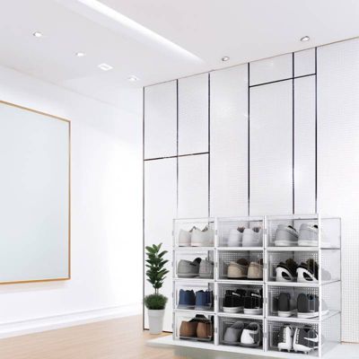 Range chaussure - Boites à chaussures - Moyen format - Blanc transparent - Lot de 12