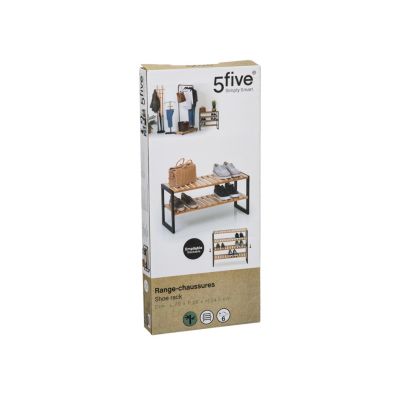 Range-chaussures Bambou 2 Niveaux - Pour 6 Paires, Design Naturel, étroit, Pour Entrée Ou Dressing - 6
