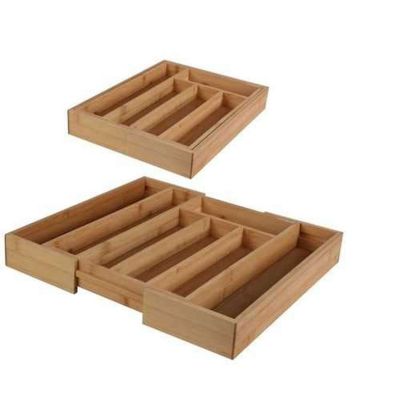 Range-couverts extensible en bambou 7 compartiments Marron, L. 26 x l. 34 x H. 5 cm