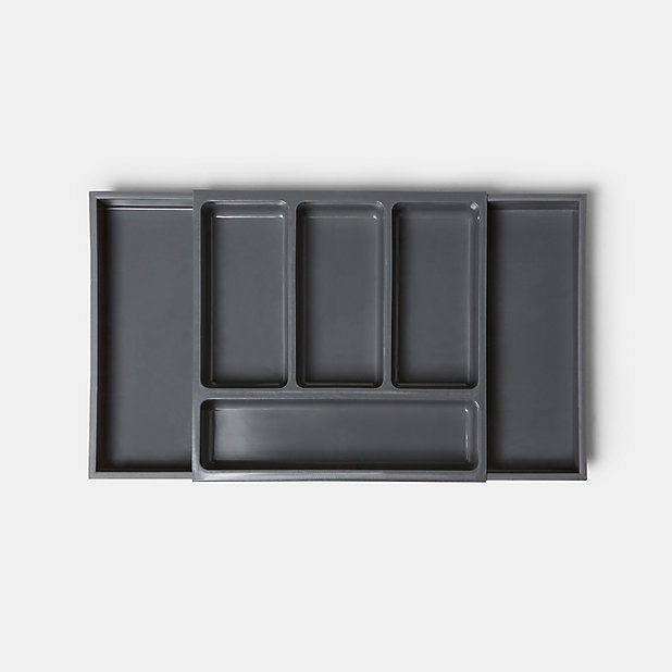 Range couverts extensible GoodHome Datil gris 55 cm, 6 compartiments