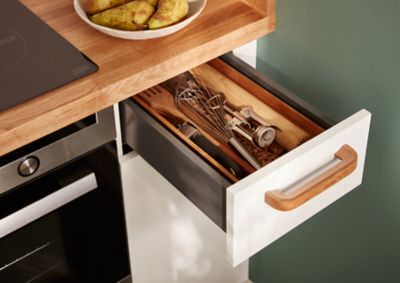Porte-Couverts Bambou IDesign - Égouttoir Transportable 2 Compartiments, Poignée - Rangement Cuisine/Table
