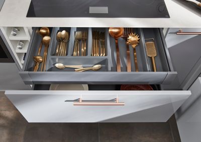 Range couverts GoodHome Nitaki gris 50 x 42 cm, 5 compartiments