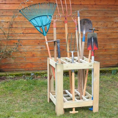 Range outils de jardin en bois - marron