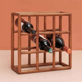 Rangement bouteilles 9 compartiments bois Jakarta 37x16x37cm