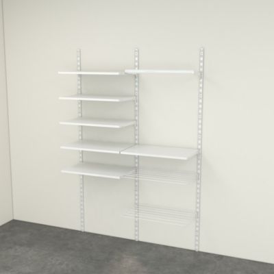 Rangement buanderie 2 colonnes avec penderie et 2 étendoirs H. 200 x L. 132 x P. 40 cm