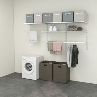 Rangement buanderie 3 colonnes avec penderie et 2 étandoirs H. 200 x L