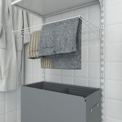 Rangement buanderie 3 colonnes avec penderie et 2 étandoirs H. 200 x L. 198 x P. 40 cm