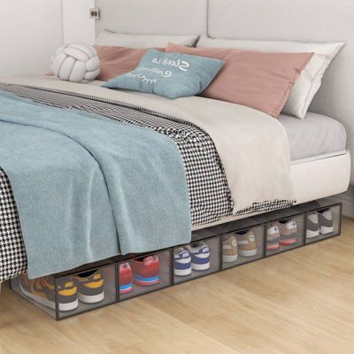 Rangement chaussures - Boites à chaussures - Noires et transparentes- Lot de 18