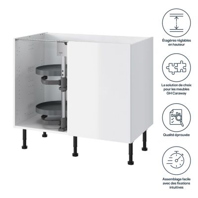 Rangement coulissant d'angle pour meuble de cuisine GoodHome Pebre 100 cm, droite