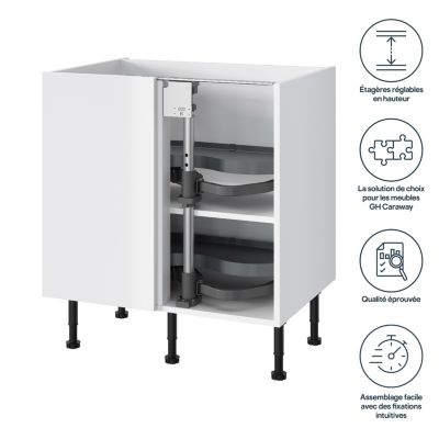 Rangement coulissant d'angle pour meuble de cuisine GoodHome Pebre 80 cm, gauche