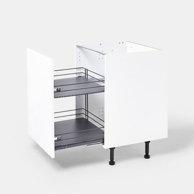 Gain Place Plan De Travail Cuisine Support Coulissant VibeNest Pour Micro- ondes - Acier Inox, Blanc, Avec étagère, Rangement Cuisine Tablette Coulissante Multifonction