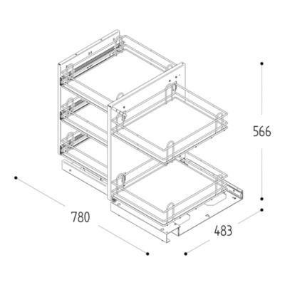 Rangement intérieur coulissant d'angle droit pour meuble de cuisine GoodHome Pebre 100 cm