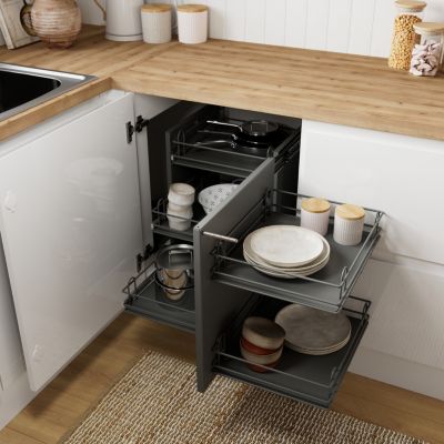 Rangement intérieur coulissant d'angle droit pour meuble de cuisine GoodHome Pebre 100 cm