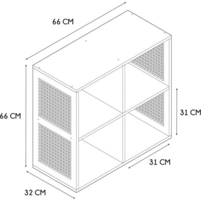 Rangement modulable cannage et bois Bali 4 cases