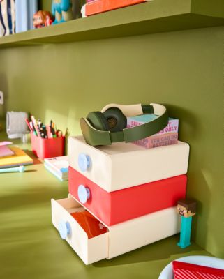 Rangement modulable Taxi Brousse x Castorama 3 casiers rouge, beige et bleu