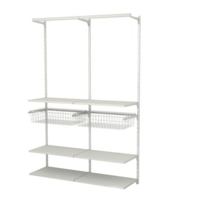 Rangement ouvert mural 2 colonnes avec penderie et 2 paniers H.200 x L.132 x P.40 cm