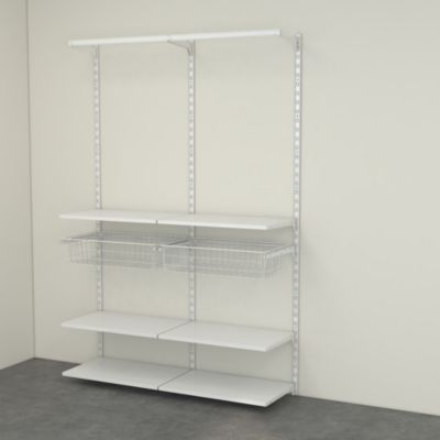 Rangement ouvert mural 2 colonnes avec penderie et 2 paniers H.200 x L.132 x P.40 cm