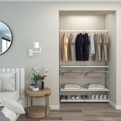 Rangement ouvert mural 2 colonnes avec penderie et 2 paniers H.200 x L.132 x P.40 cm