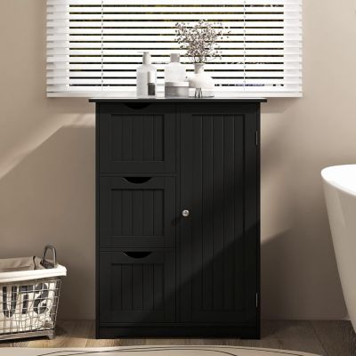 Meuble Rangement Salle de Bain 3 Tiroirs Antidérapages,Placard Porte
