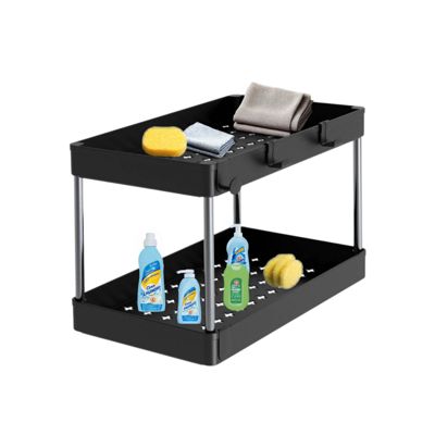 Ronlap Rangement Sous Évier, Étagère Cuisine 2 Niveaux, Étagère à épices, Pour Salle De Bain Cuisine, Bureau, Noir