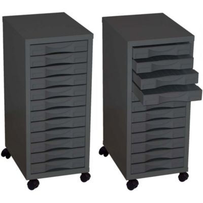Rangement sur roulettes 12 tiroirs en acier