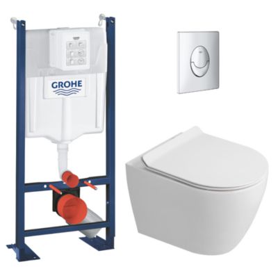 Rapid SL Pack WC bâti autoportant + WC suspendu sans bride Ceramia avec ...