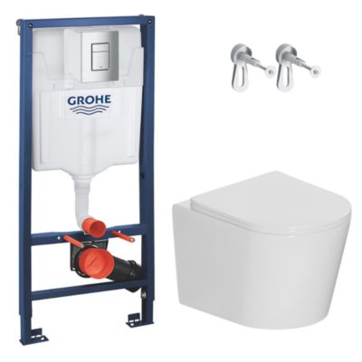 Rapid SL Pack WC bâti-support + WC suspendu sans bride avec abattant SoftClose Ceramia + plaque (GRRCE14WT01-FR)