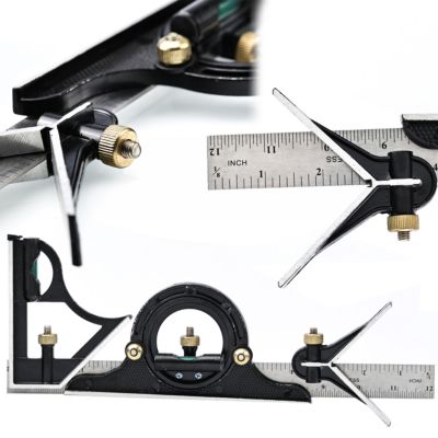Rapporteur d'Angle Combiné 0-180 - Métal Précis avec Nonius, Règle 300 mm, Pour Traçage et Métallerie