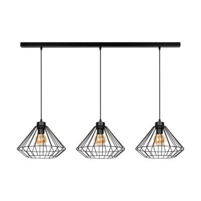 Raquelle Lampe Suspendue 3xE27 Max.60W Métal Noir/Câble PVC Noir