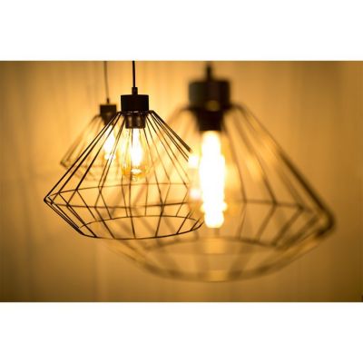 Raquelle Lampe Suspendue 3xE27 Max.60W Métal Noir/Câble PVC Noir