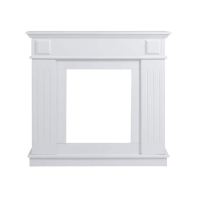 Rebecca Mobili Cadre Decoratif Cheminée Decorative Bois Blanc 100x109x26