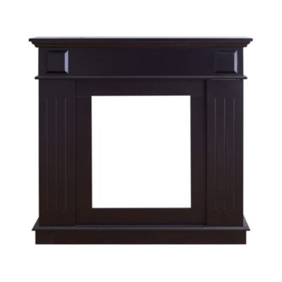Rebecca Mobili Cadre Decoratif Cheminée Decorative Bois Noir 100x109x26