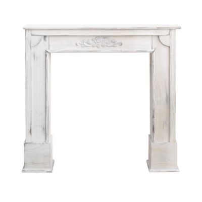 Rebecca Mobili Cadre Decoratif Encadrement Cheminee Bois Gris Shabby 100x105x21
