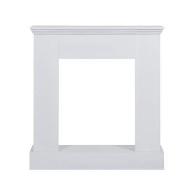 Rebecca Mobili Cadre Decoratif Manteau de Cheminée Bois Blanc 98x93x23