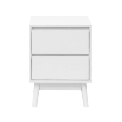 Rebecca Mobili Table de Chevet 2 Tiroirs Polyvalente Blanc MDF Style Scandinave
