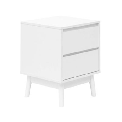 Rebecca Mobili Table de Chevet 2 Tiroirs Polyvalente Blanc MDF Style Scandinave