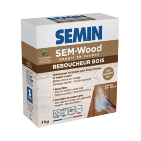 Reboucheur Bois - Traitement des Trous et Fissures - Intérieur/extérieur - Finition Bois Foncé - Poudre - 1 kg - Semin