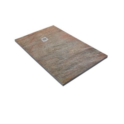 Receveur 120 x 90 cm HD en pierre naturelle cuivre  grille excentrée